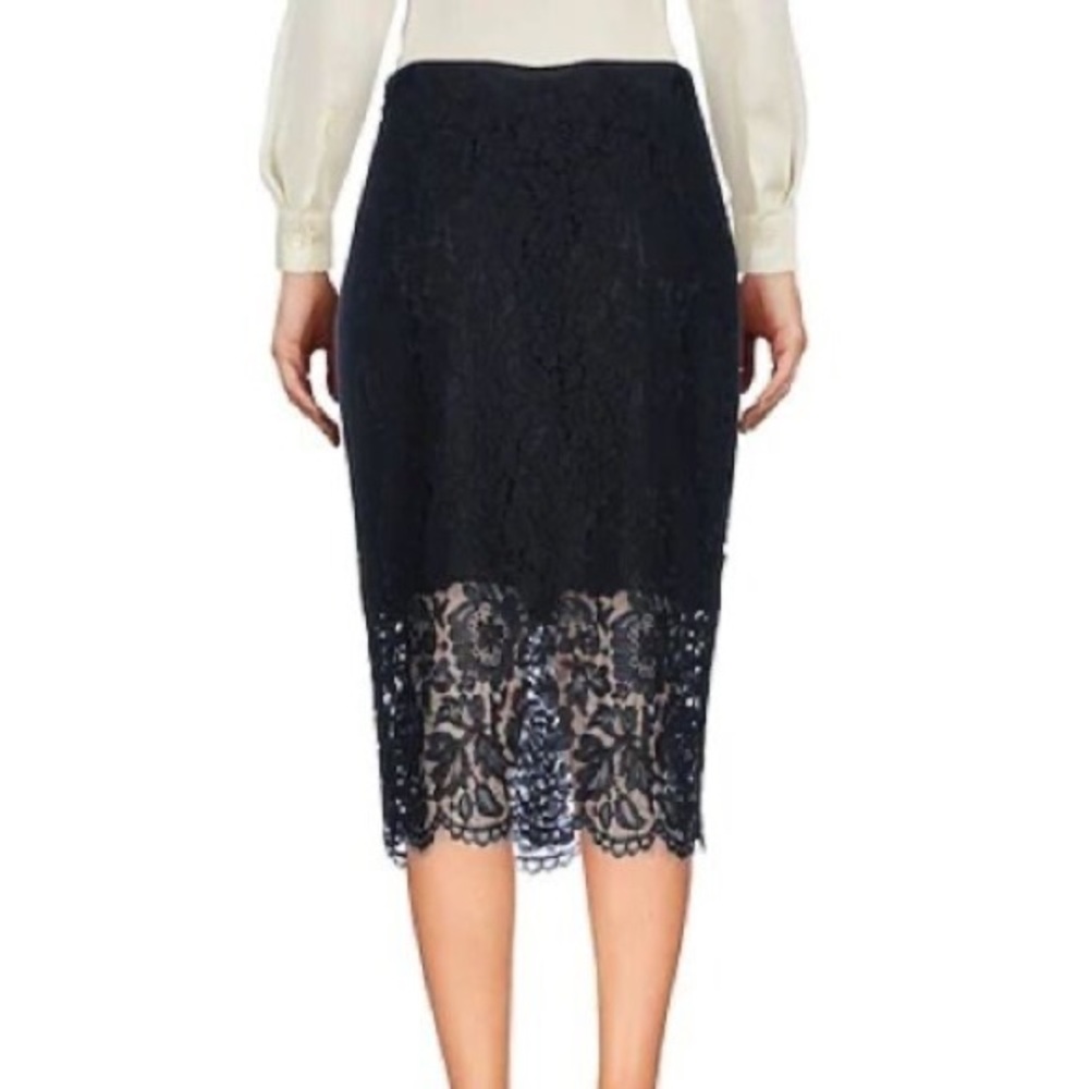 La Perla Black Lace Silk Lined Pencil Skirt Gorgeous Sheer Made In Italy Size 42